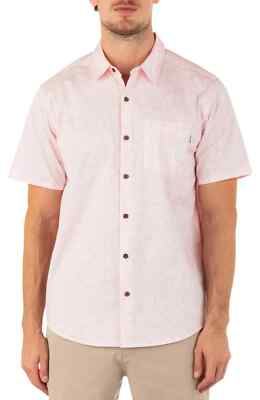 Hurley Button Down Shirt Men's Size Large Pink Hawaiian Resort Travel Summer NEW