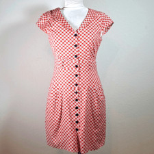 Lemisee Australia Women’s Dress Red Daisy Ditsy Floral Sz 10 Pockets Shirtdress