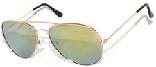YELLOW MIRROR LENS AVIATOR STYLE GOLD METAL FRAME SUNGLASSES UV400 PROTECTION