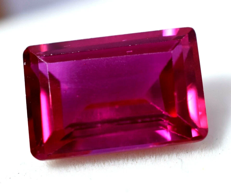 8.25 Ct Natural Pinkish Red Ruby Emerald Cut GGL Certified AAA+ Treated Gemstone - Image 3 of 4