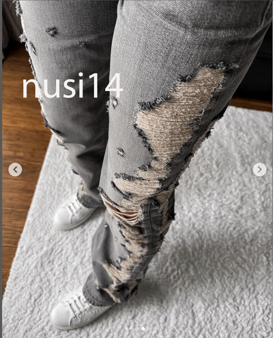 ZARA NEW RIPPED MIDRISE WIDE-LEG JEANS PANT ANTHRACITE GREY ZARA NEW RIPPED MIDRISE WIDE-LEG JEANS PANT ANTHRACITE GREY