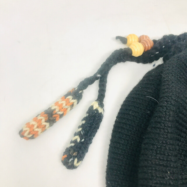 Unbranded Black Orange Wool Knit Beads Winter Cap 2400-679  display picture 1