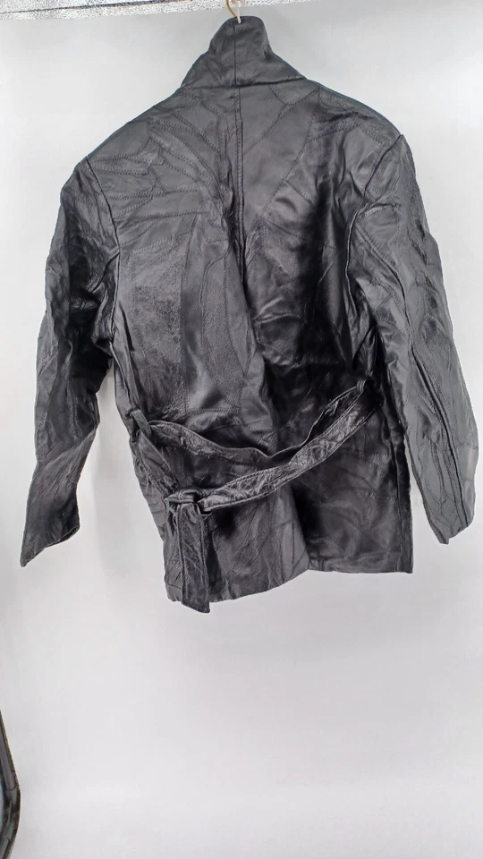 Santa Cruz Jacket Women's Large Motorcycle Genuine Leather Full-Zip Belted - Изображение 2 из 4