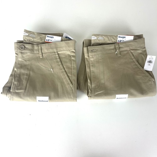 Old Navy Boys Size 12 PLUS Khaki Chino Uniform Straight Pants 2-Pack New - Picture 3 of 6