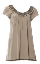 $290 GUC ALICE + OLIVIA Silk Scoop Neck Crystal Embellished Tunic Mini Dress S