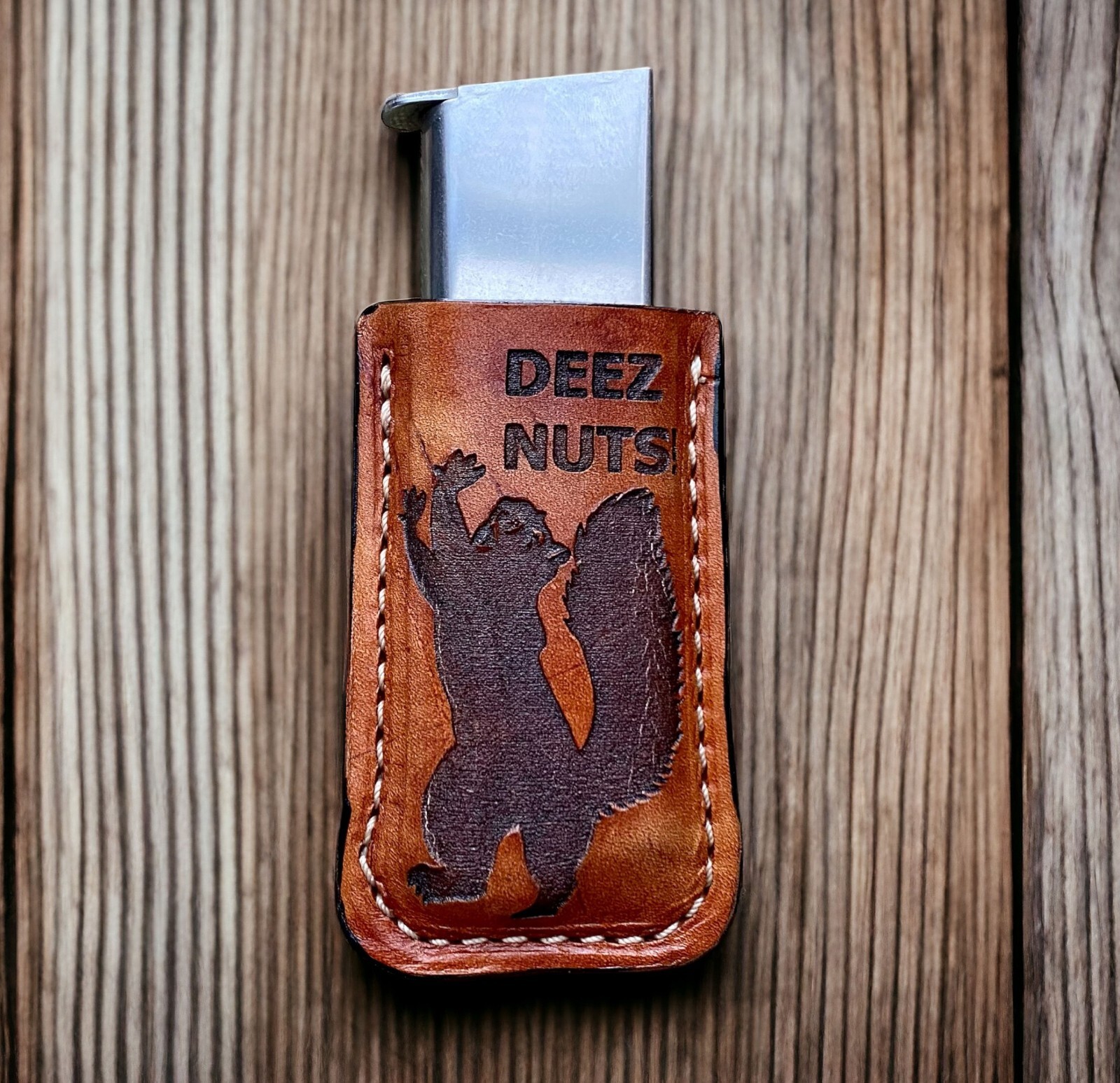 Leather Magazine Holder Laser Engraved, Pick Your Design, Belt Clip, Made in USA-image