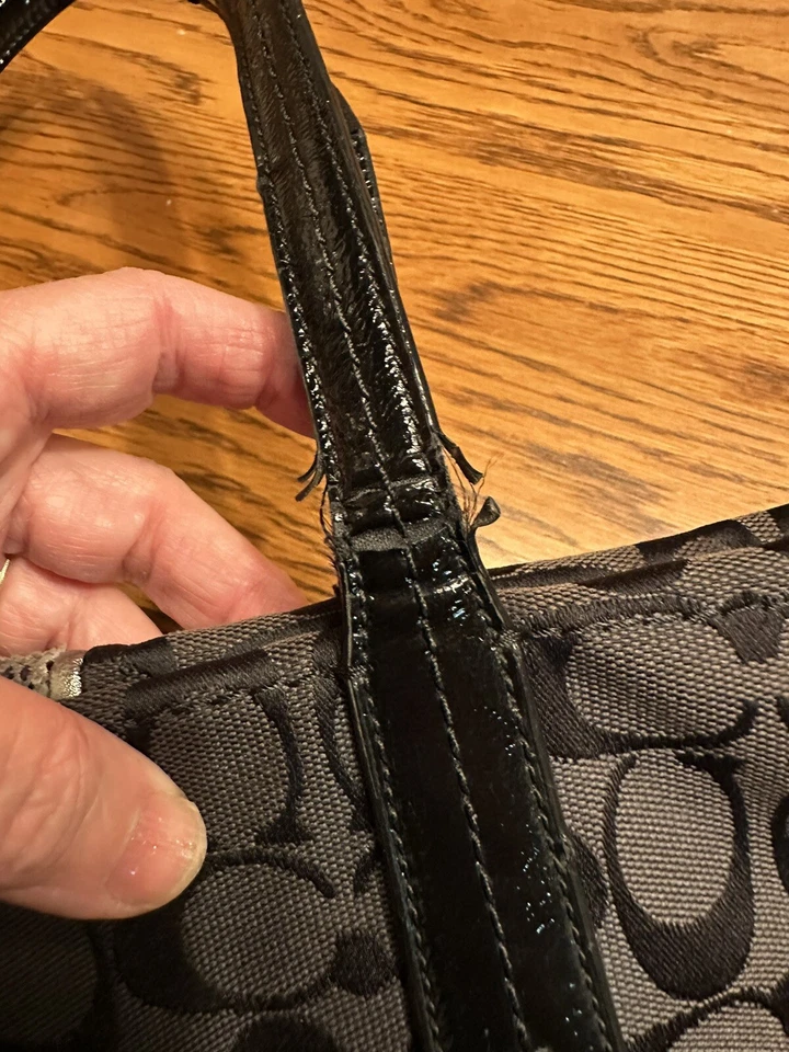 COACH Signature Python Stripe Tote Shoulder Canvas Handbag (H1360-F25706) - Image 3 of 4