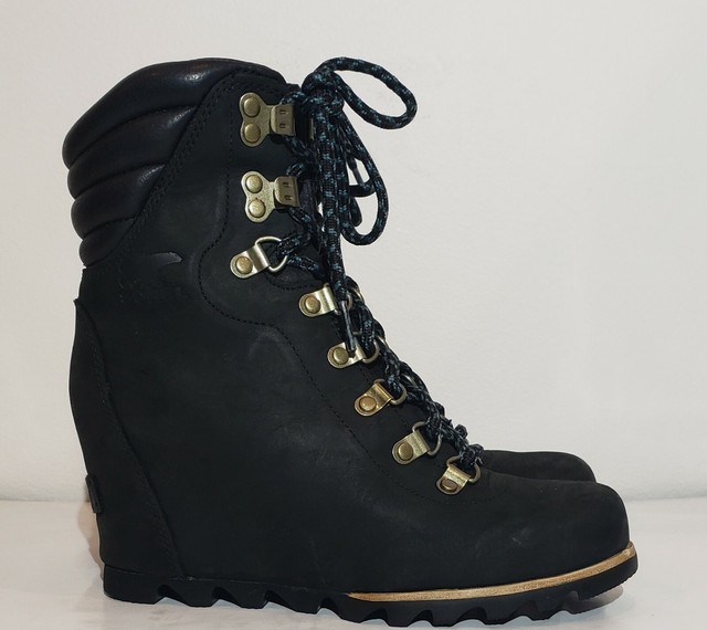 sorel black wedge booties