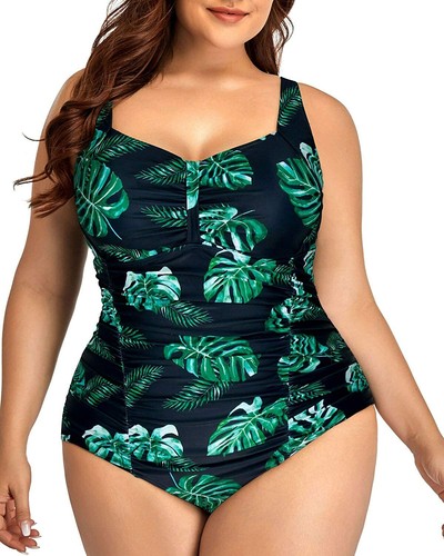 Daci Women Vintage Plus Size One Piece Swimsuits Ruched Tummy Control  Bathing Su | eBay