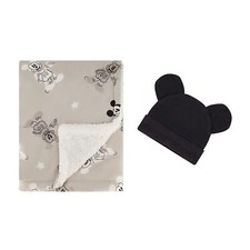 Disney Mickey Mouse Soft Baby Blanket w/ Matching Infant Hat, 30x40 In. GS71877