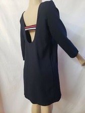 Zara Trafaluc Navy Women's Cutout 3/4 Sleeve Lined Dress Size L #C
