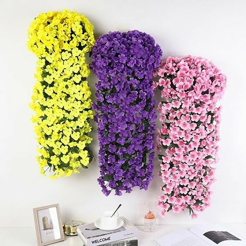 Vivids künstliche hängende Orchidee Bündel hängende Blumen künstliche violette Blume - Bild 8 von 27