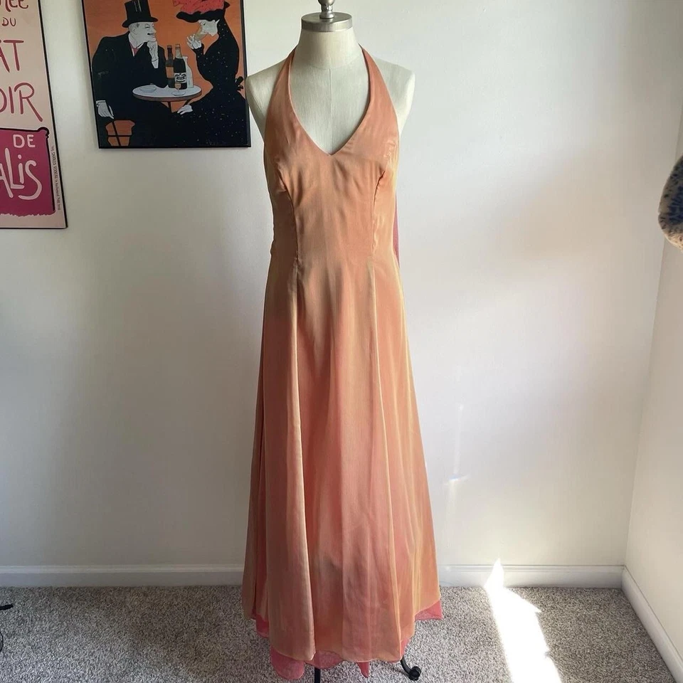 Maxi Vestido Corsé De Colección Y2K Baile de graduación 90S Grunge Naranja Talla 10 Hada Foto 2 de 4
