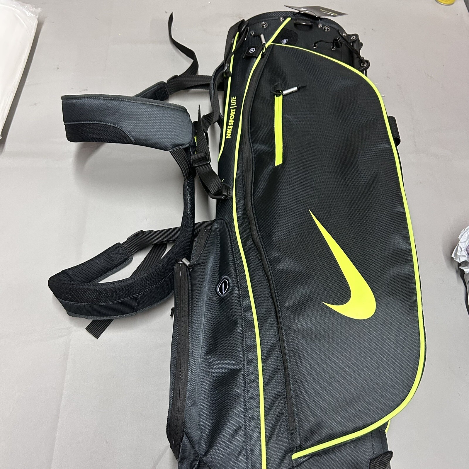 Nike Sport Lite Golf Carry Stand Bag 5 Way Divider Black Gray Volt
