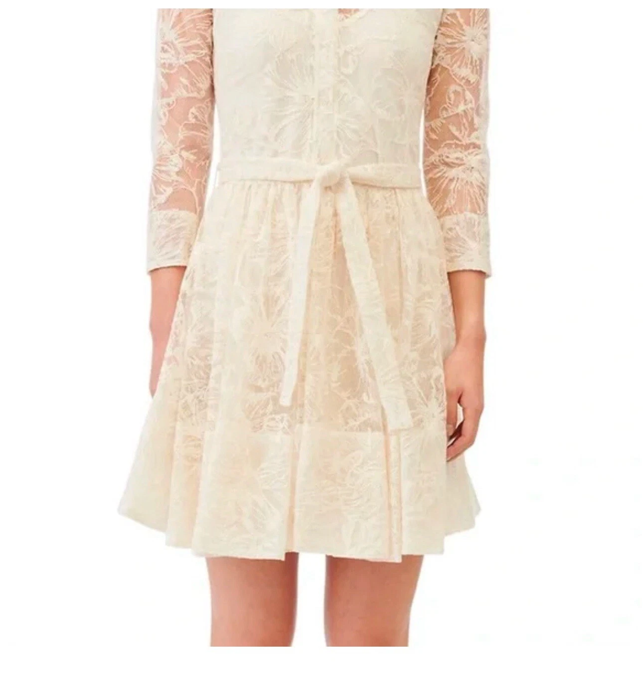 OFF WHITE Abito Maje avorio bianco sporco nuovo pizzo taglia 10 nubilato sposa festa natale