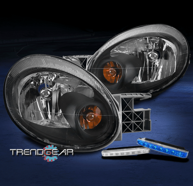 FOR 20032005 DODGE NEON REPLACEMENT BLACK HEADLIGHT HEADLAMP +BLUE LED