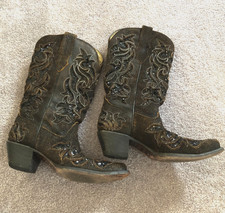 Ladies Corral Boots R1152 Brown Black Sequin Inlay Embroidery Western Cowboy 7M