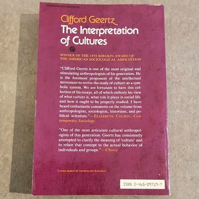 Clifford Geertz The Interpretation of Cultures Paperback English Basic Books