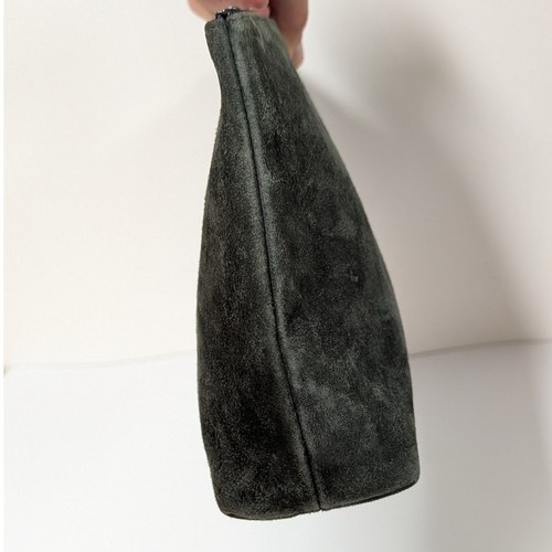 Brunello Cucinelli Pochette Cuir Daim Vert Sac Cosmétique Rare Femme Fermeture Éclair - Photo 7/10