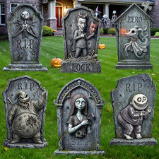 17 Inch Halloween Tombstones 6-Pack Outdoor Yard Signs Graveyard Decor