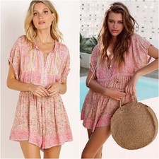 Spell Romper & The Gypsy Collective Play suit Size XS Poinciana Floral Pink