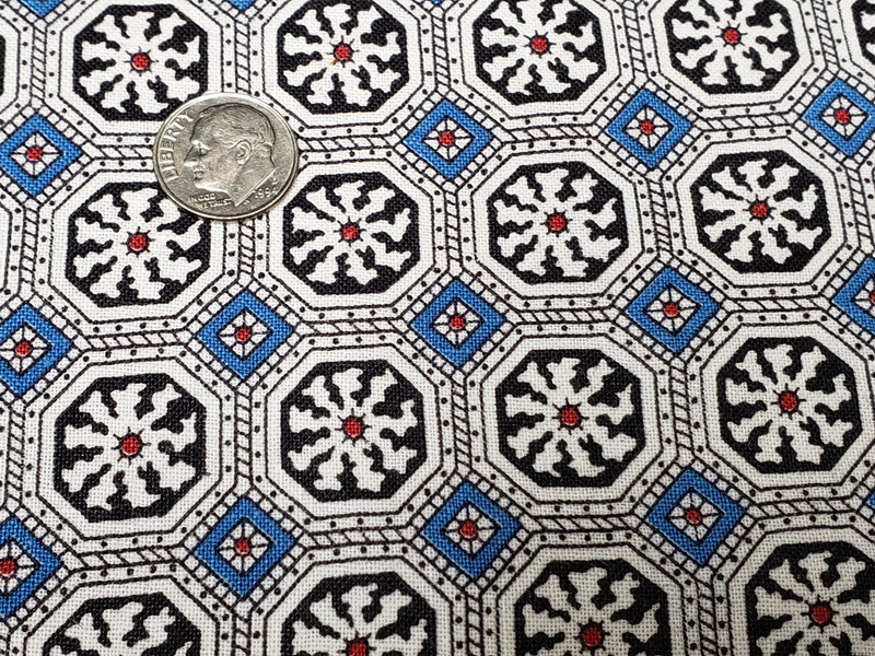 BEST Vintage Feedsack Flour Sack Fabric 40s Geometric Blue Black + Remnant Quilt