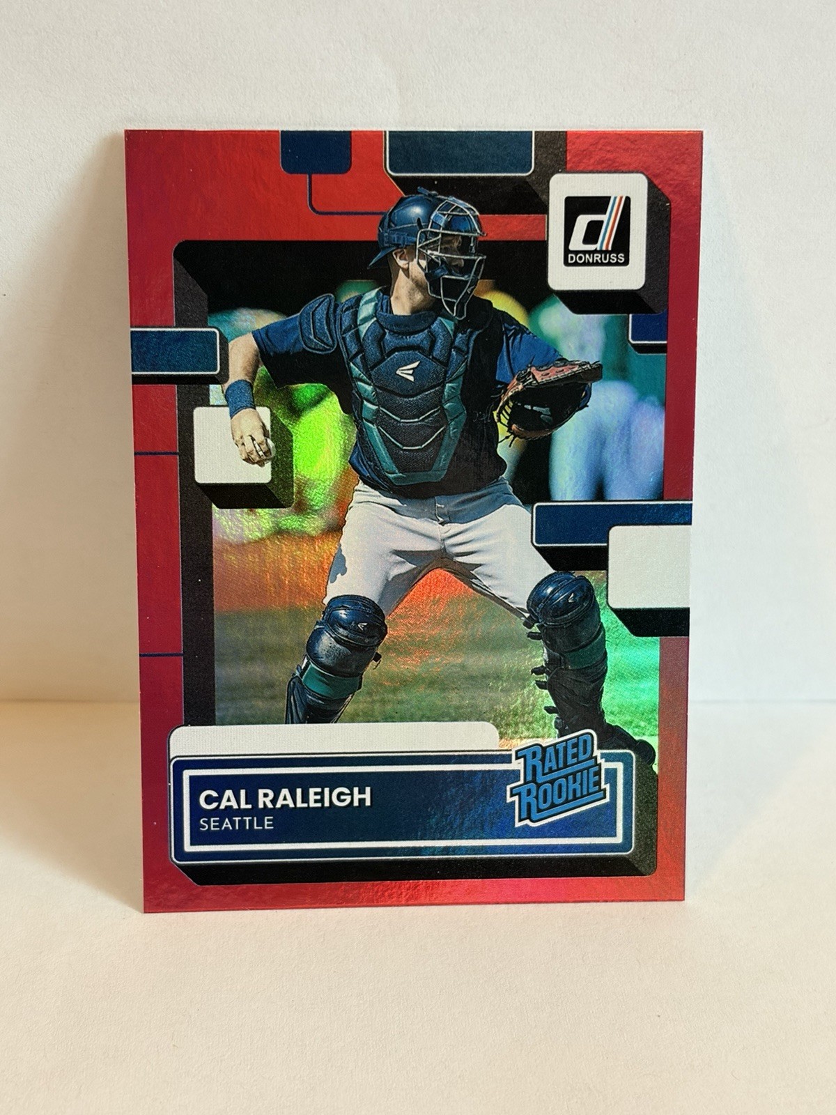 Cal Raleigh 2022 Panini Donruss Red Holo Rated Rookie RC #39 Mariners