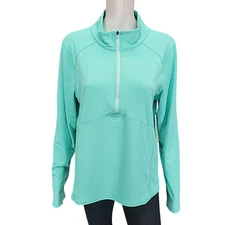 Womens Half Zip Active Jacket X-Large Size Teal Moisture Wicking Pullover