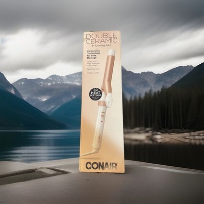 Conair Double Ceramic 1'' Curling Iron Rose Gold 30 Heat Settings Auto Shut-Off