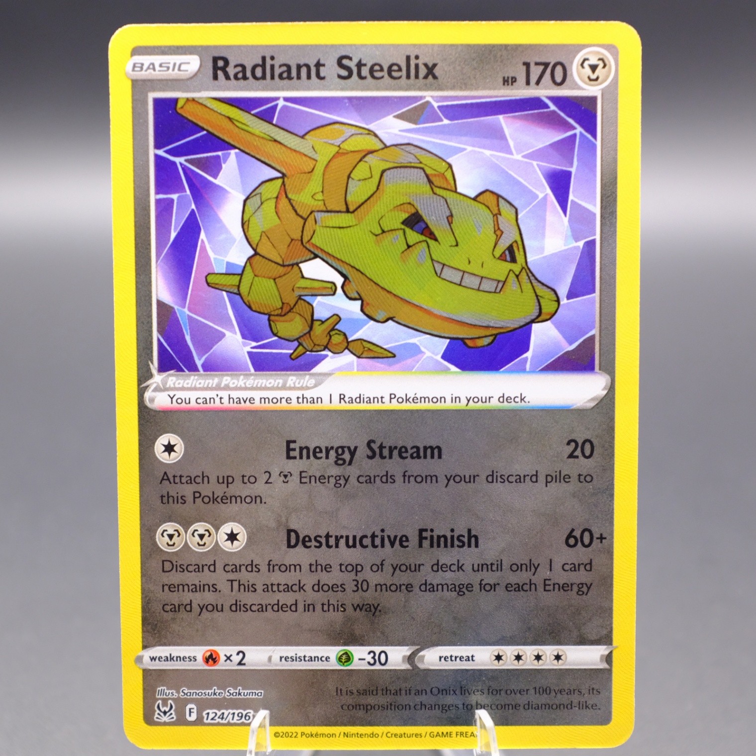 Radiant Steelix 124/196 Radiant Rare SWSH11: Lost Origin Pokemon TCG NM