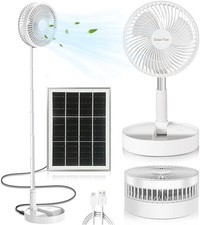 Portable Standing Fan with Solar Panel, Battery Solar Powered Fan for Travel