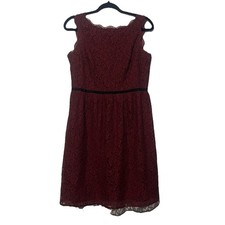 Ann Taylor Loft Womens Sleeveless Lace Burgundy Dress Size 4
