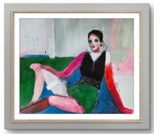 Original Painting Art Abstract Cubist Woman Figure Portrait 17x14 - Picture 9 of 10