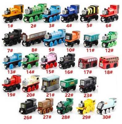 A set of 28 styles of Thomas and friends cartoon wooden train head model toys