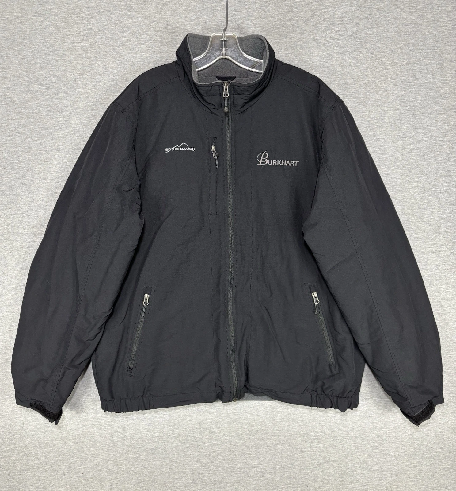 Eddie Bauer Fleece-Lined Nylon Windbreaker Jacket Mens 2XL XXL Black EUC READ