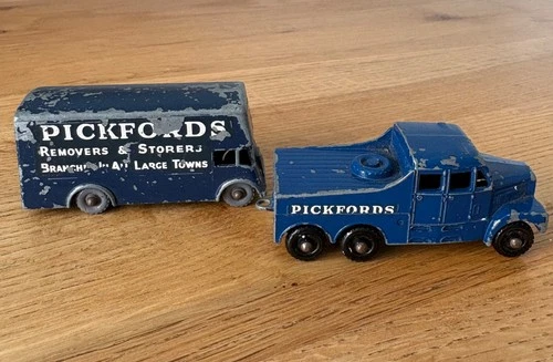2  x  VINTAGE MATCHBOX  LESNEY  PICKFORDS REMOVALS  & TRACTOR VANS  BLUE
