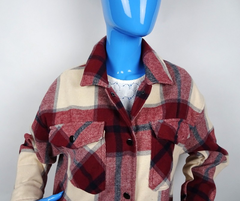 Plaid Flannel Shacket Shirt HFX Jacket Womens S 4 6 Oversized Relaxed Warm Cozy