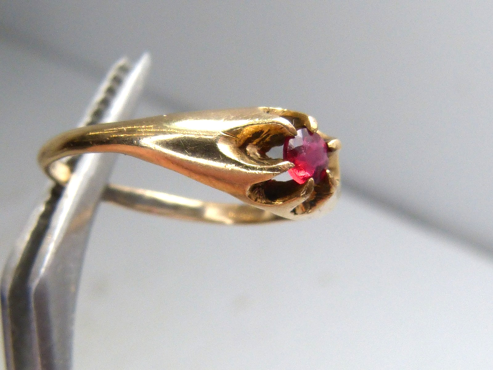 Antique Gold Filled Small Ruby Red Ring Estate Fi… - image 10