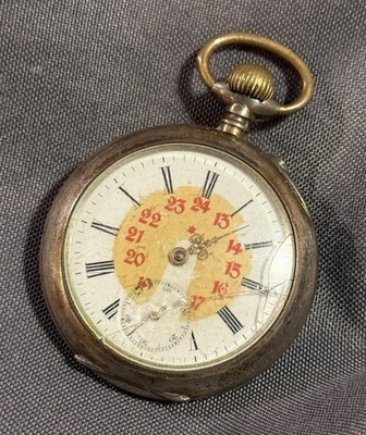 Antique Coin Silver 800 Pocket Watch Case Depose for parts/ repair