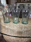 3 Vtg Coca-Cola Green Glass Flared Fluted Embossed 32oz Drinking Glass 7.5" Tall