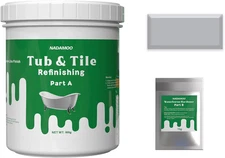 Tub and Tile Refinishing Paint, Light Gray, 500g / 17.5 oz, DIY Bathtub Sink Reg