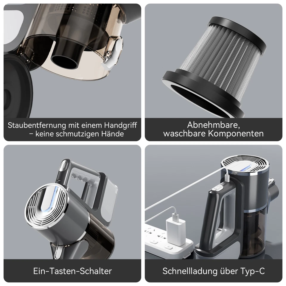 Staubsauger Hoover Akku 6IN1 mit Zubehör funktion Handstaubsauger kabellos HEPA - Bild 4 von 4