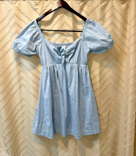 Lost + Wander Dress L Light Blue Linen Blend Boho Cottagecore Summer