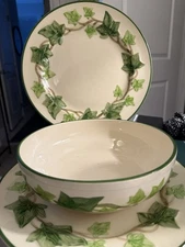 Franciscan Ivy Dinner Plates & Serving Bowl – Vintage 1950s California Pottery