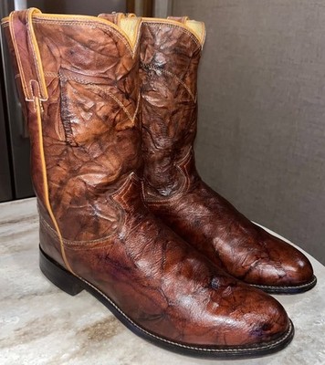 9.5 EE MENS Marbled Chestnut JUSTIN Jackson # 3163 Round Toe ROPER WESTERN BOOTS