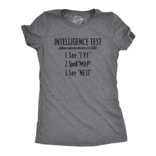 Womens Intelligence Test Eye MAP NESS T Shirt Funny Secret Message Novelty Humor