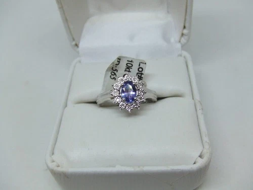 10k w.g. blue tanzanite & diamond ring size 7