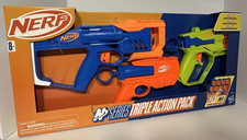 Nerf N Series Triple Action Pack 3 Blaster Set Blue Orange Green New Open Box