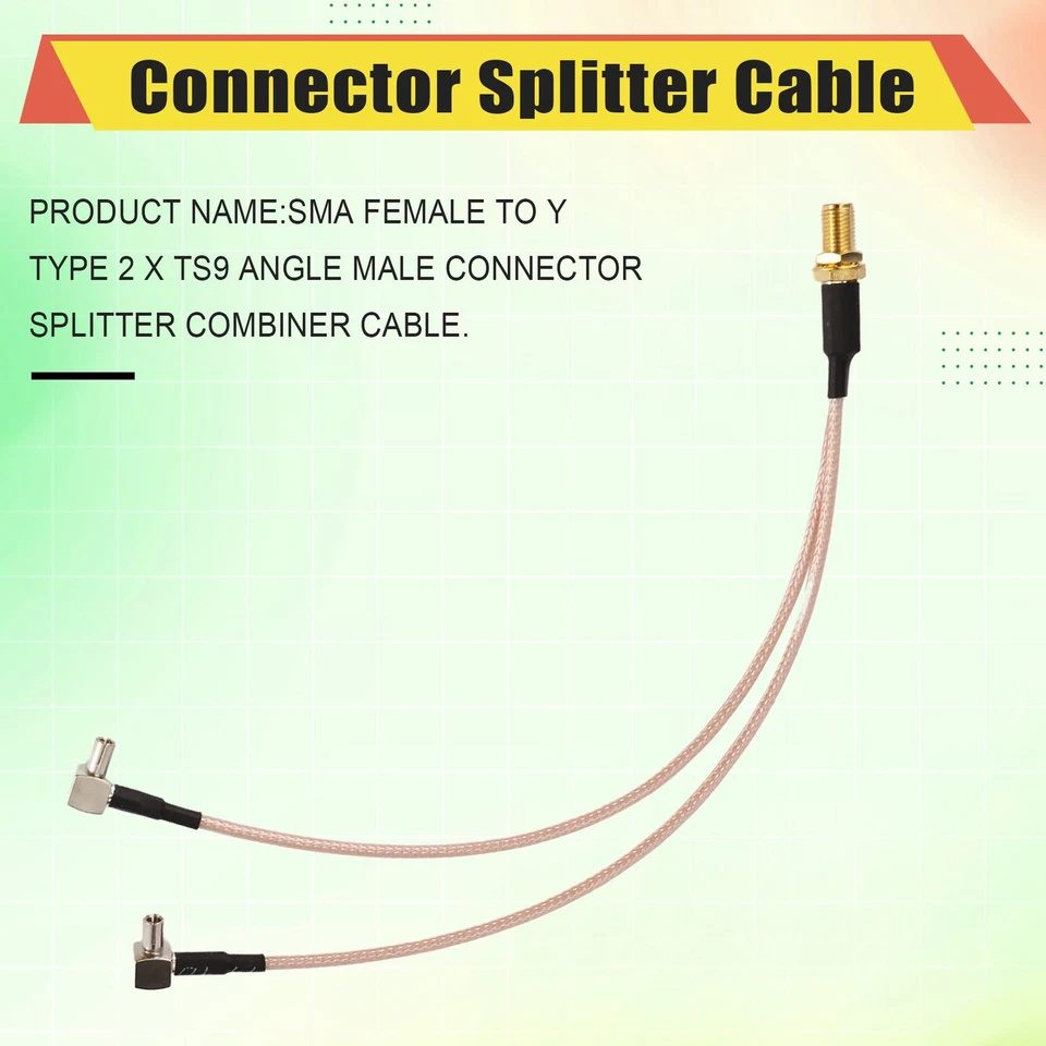 8 inch SMA Female to Y type 2 X TS9 Angle Male Connector Splitter Combiner5667 - Image 2 of 4