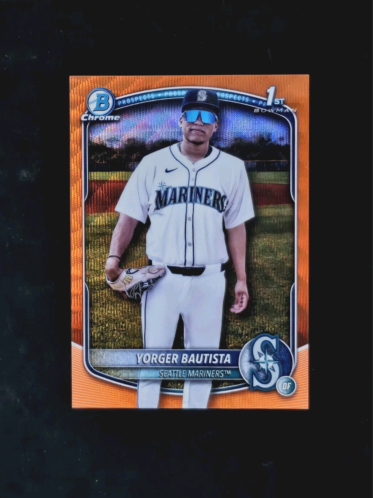 2025 Bowman Chrome Yorger Bautista 1st Orange Wave Refractor /25 Seattle!